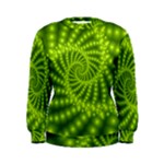 Glossy Lime Green Beaded Spiral Fractal Women s Sweatshirt