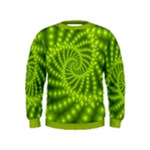 Glossy Lime Green Beaded Spiral Fractal Kids  Sweatshirt