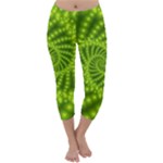 Glossy Lime Green Beaded Spiral Fractal Capri Winter Leggings 