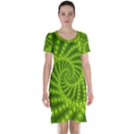 Glossy Lime Green Beaded Spiral Fractal Short Sleeve Nightdress