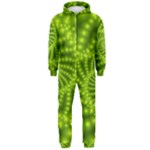 Glossy Lime Green Beaded Spiral Fractal Hooded Jumpsuit (Men)