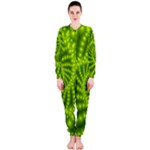 Glossy Lime Green Beaded Spiral Fractal OnePiece Jumpsuit (Ladies)