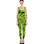 Glossy Lime Green Beaded Spiral Fractal OnePiece Catsuit