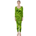 Glossy Lime Green Beaded Spiral Fractal Long Sleeve Catsuit