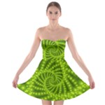 Glossy Lime Green Beaded Spiral Fractal Strapless Bra Top Dress