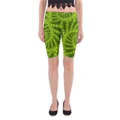 Glossy Lime Green Beaded Spiral Fractal Yoga Cropped Leggings from ArtsNow.com