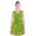 Glossy Lime Green Beaded Spiral Fractal Scoop Neck Skater Dress