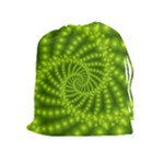 Glossy Lime Green Beaded Spiral Fractal Drawstring Pouch (XL)