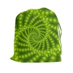 Glossy Lime Green Beaded Spiral Fractal Drawstring Pouch (XXL)