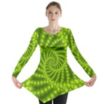 Glossy Lime Green Beaded Spiral Fractal Long Sleeve Tunic 