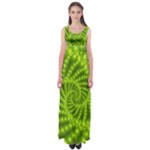 Glossy Lime Green Beaded Spiral Fractal Empire Waist Maxi Dress