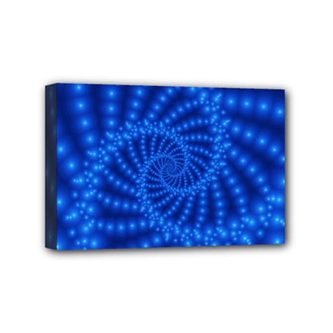 Glossy Blue Beaded Spiral Fractal Mini Canvas 6  x 4  (Stretched) from ArtsNow.com