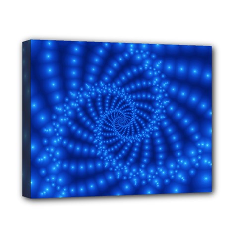 Glossy Blue Beaded Spiral Fractal Canvas 10  x 8  (Stretched) from ArtsNow.com