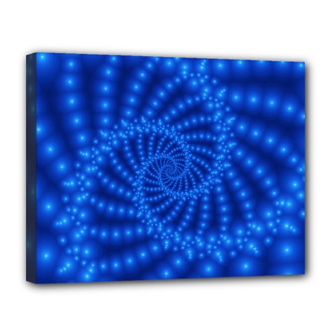 Glossy Blue Beaded Spiral Fractal Canvas 14  x 11  (Stretched) from ArtsNow.com