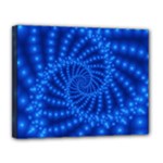 Glossy Blue Beaded Spiral Fractal Canvas 14  x 11  (Stretched)