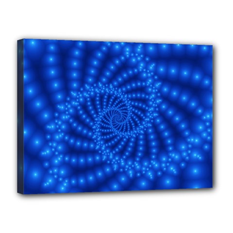 Glossy Blue Beaded Spiral Fractal Canvas 16  x 12  (Stretched) from ArtsNow.com