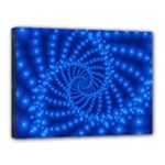 Glossy Blue Beaded Spiral Fractal Canvas 16  x 12  (Stretched)