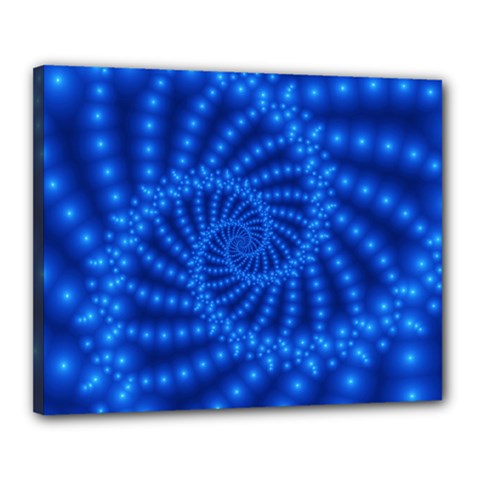 Glossy Blue Beaded Spiral Fractal Canvas 20  x 16  (Stretched) from ArtsNow.com