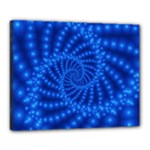 Glossy Blue Beaded Spiral Fractal Canvas 20  x 16  (Stretched)