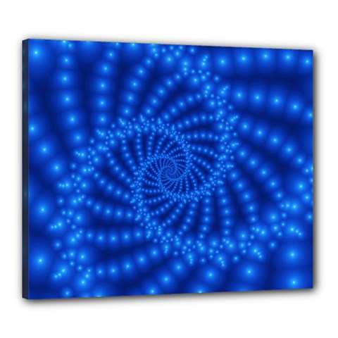 Glossy Blue Beaded Spiral Fractal Canvas 24  x 20  (Stretched) from ArtsNow.com