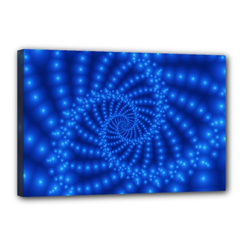 Glossy Blue Beaded Spiral Fractal Canvas 18  x 12  (Stretched) from ArtsNow.com