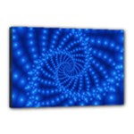 Glossy Blue Beaded Spiral Fractal Canvas 18  x 12  (Stretched)