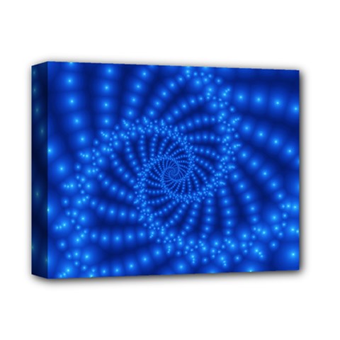 Glossy Blue Beaded Spiral Fractal Deluxe Canvas 14  x 11  (Stretched) from ArtsNow.com