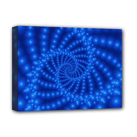 Glossy Blue Beaded Spiral Fractal Deluxe Canvas 16  x 12  (Stretched)  from ArtsNow.com