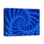 Glossy Blue Beaded Spiral Fractal Deluxe Canvas 16  x 12  (Stretched) 