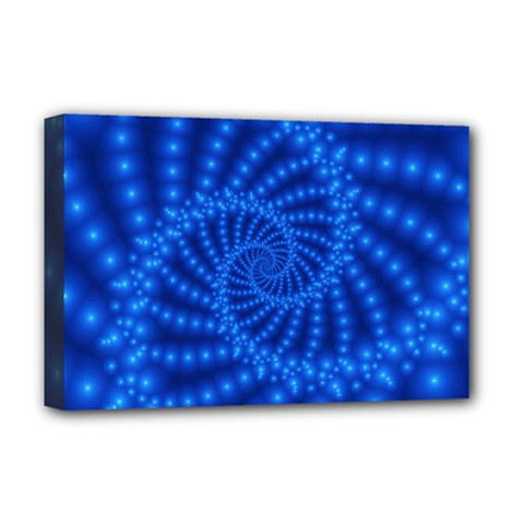 Glossy Blue Beaded Spiral Fractal Deluxe Canvas 18  x 12  (Stretched) from ArtsNow.com