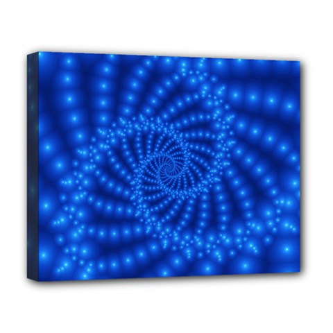 Glossy Blue Beaded Spiral Fractal Deluxe Canvas 20  x 16  (Stretched) from ArtsNow.com