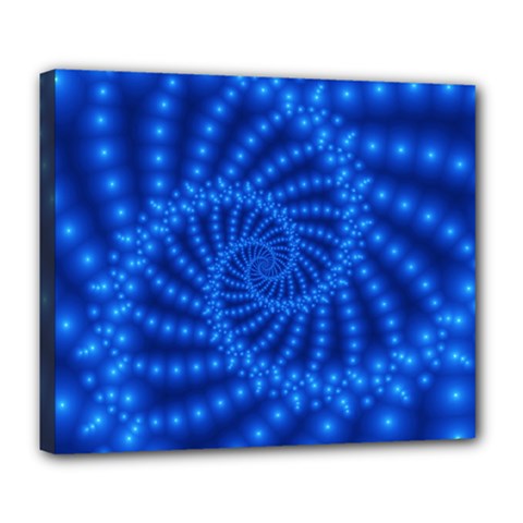 Glossy Blue Beaded Spiral Fractal Deluxe Canvas 24  x 20  (Stretched) from ArtsNow.com