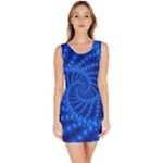 Glossy Blue Beaded Spiral Fractal Bodycon Dress