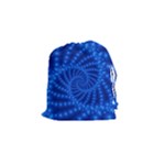 Glossy Blue Beaded Spiral Fractal Drawstring Pouch (Small)