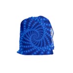 Glossy Blue Beaded Spiral Fractal Drawstring Pouch (Medium)