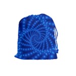 Glossy Blue Beaded Spiral Fractal Drawstring Pouch (Large)