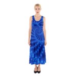 Glossy Blue Beaded Spiral Fractal Sleeveless Maxi Dress