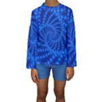 Glossy Blue Beaded Spiral Fractal Kid s Long Sleeve Swimwear