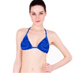 Glossy Blue Beaded Spiral Fractal Bikini Top