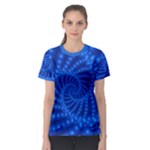 Glossy Blue Beaded Spiral Fractal Women s Sport Mesh Tee