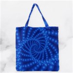 Glossy Blue Beaded Spiral Fractal Grocery Tote Bag