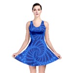 Glossy Blue Beaded Spiral Fractal Reversible Skater Dress