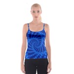 Glossy Blue Beaded Spiral Fractal Spaghetti Strap Top