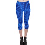 Glossy Blue Beaded Spiral Fractal Capri Leggings 