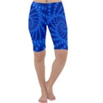 Glossy Blue Beaded Spiral Fractal Cropped Leggings 