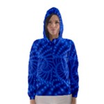 Glossy Blue Beaded Spiral Fractal Hooded Wind Breaker (Women)