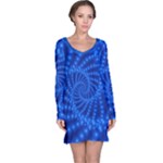 Glossy Blue Beaded Spiral Fractal Long Sleeve Nightdress