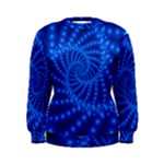 Glossy Blue Beaded Spiral Fractal Women s Sweatshirt