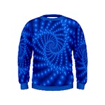 Glossy Blue Beaded Spiral Fractal Kids  Sweatshirt