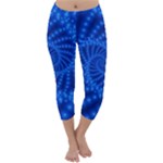 Glossy Blue Beaded Spiral Fractal Capri Winter Leggings 